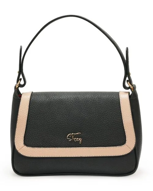 Steez_Black_&_Beige_Square_Leather_Bag_Bangladesh_Front Black & Beige Square Bag