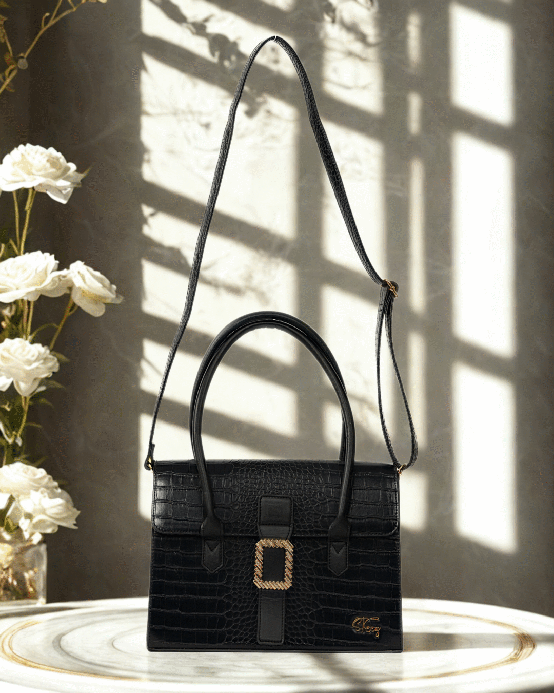 Noir Crocodile Handbag