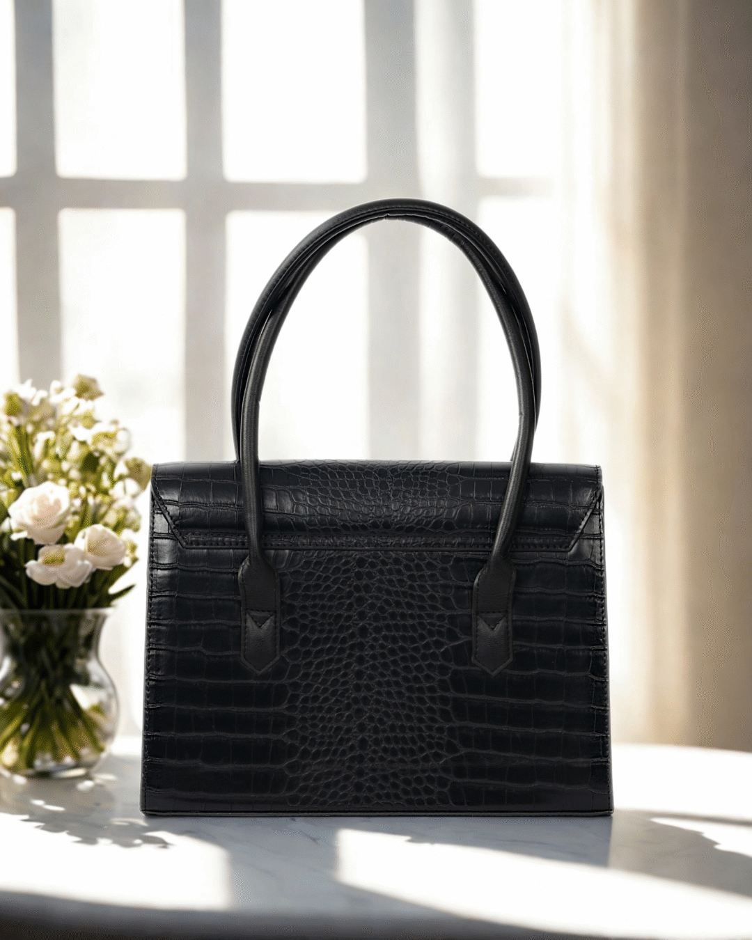 Noir Crocodile Handbag