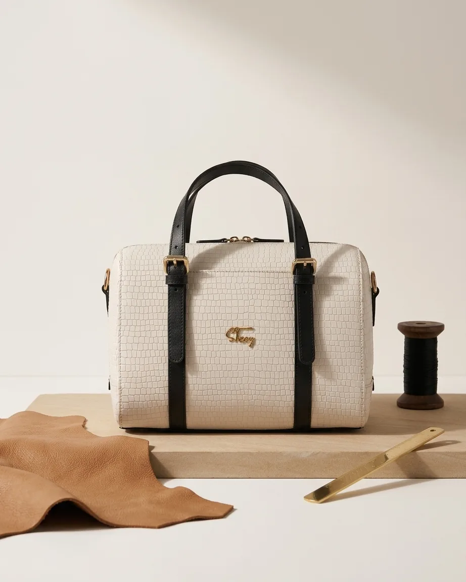 white_suede_duffel (1) Crocodile Duffel Bag
