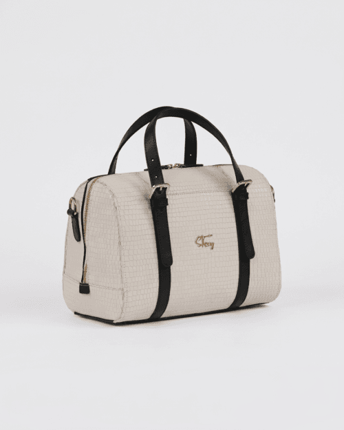 white_suede_duffel (3) Crocodile Duffel Bag