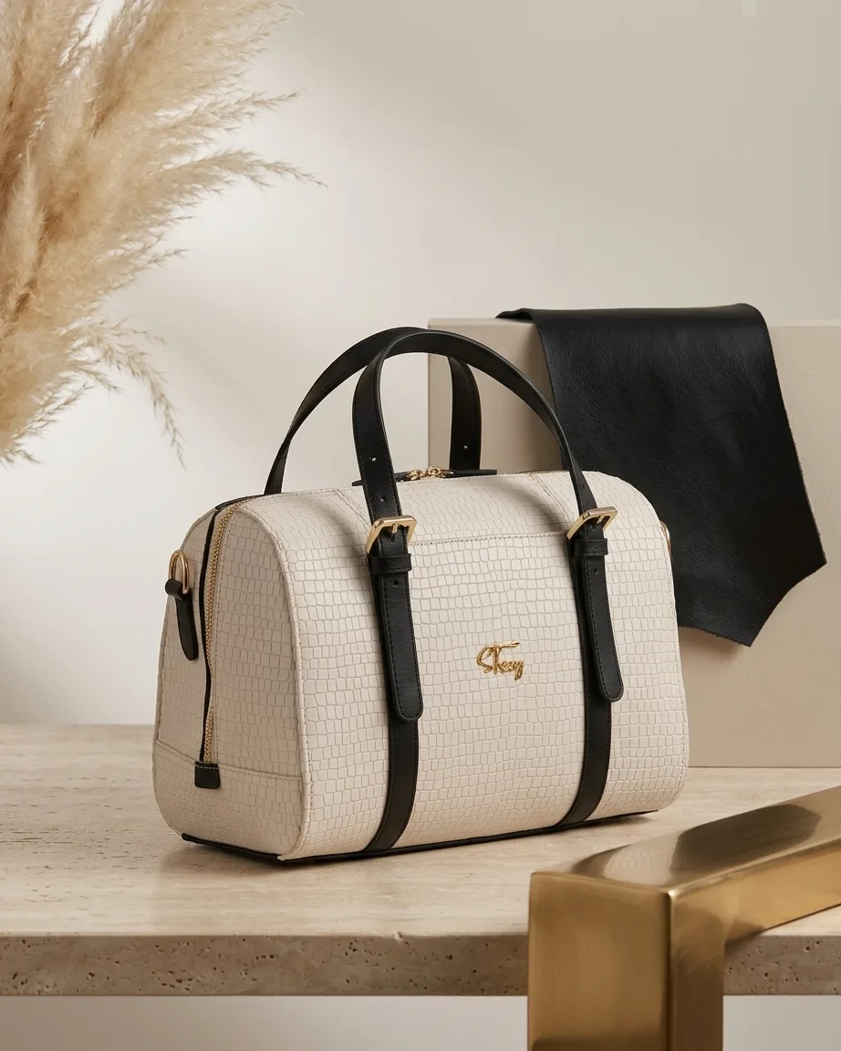 white_suede_duffel (5) Crocodile Duffel Bag